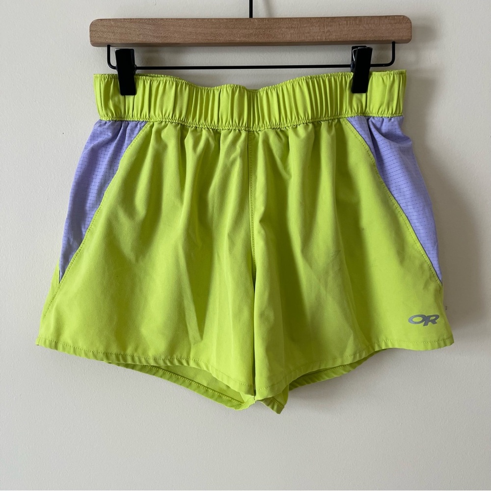 Outdoor Research Women’s Windward Shorts Lime Green Purple Athletic Size Large